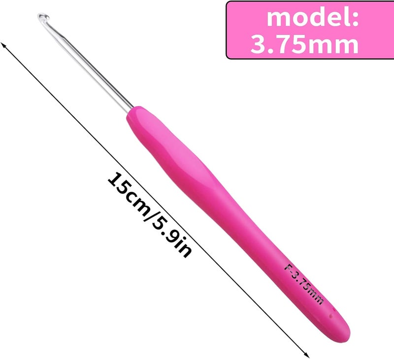 Gerute 3.75mm Crochet Hook, Ergonomic Crochet Hooks with Soft Rubber Handle and Smooth Glide Head - Lightweight Aluminum Needles for Beginners, Arthritis, Yarn Projects, Long Crafting Sessions (3.75 mm) - Image 2